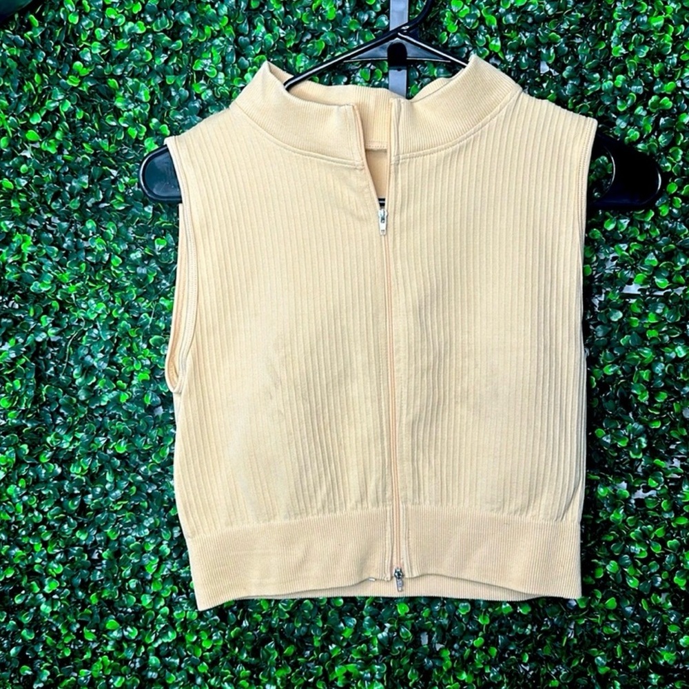 Cream Ribbed Crop Tank Top